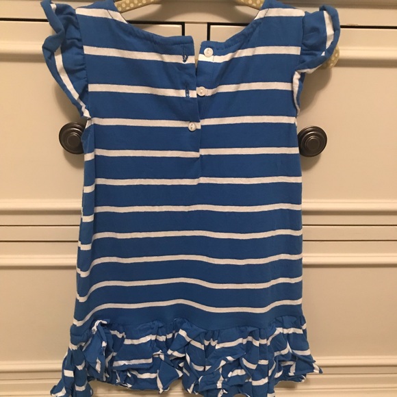 RALPH LAUREN BLUE/WHITE STRIPED DRESS 24 MONTHS - Picture 3 of 4